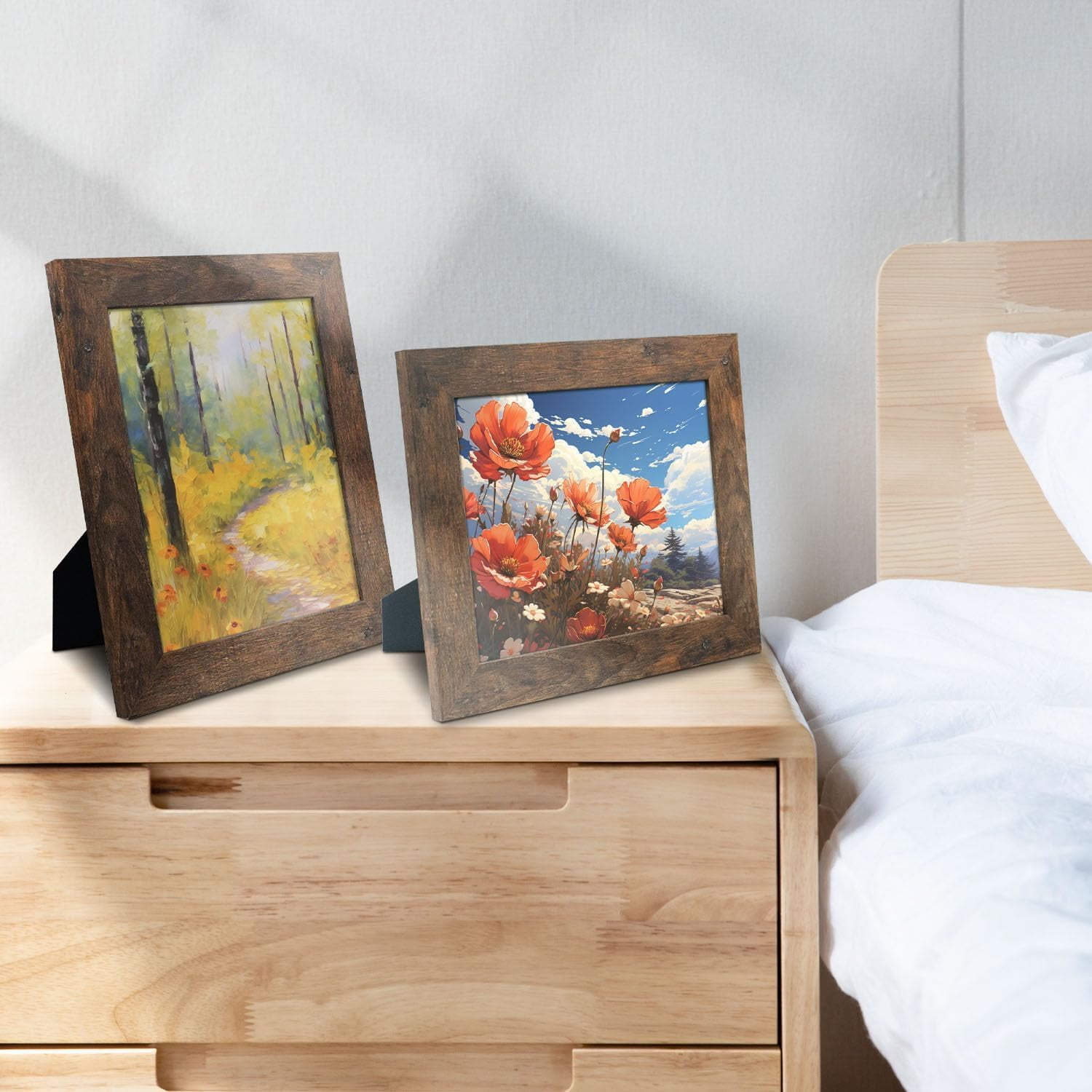 Golden State Art 8 x 10 Country Wood Grain Style Tabletop and Wall Display Picture Frames, Brown, 2 Count