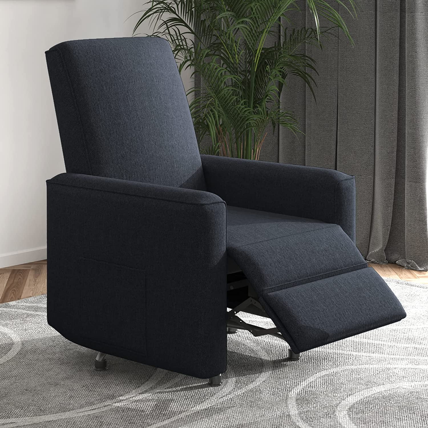 Mjkone Recliner Chair with 360° Glider Swivel, Upholstered Push Back