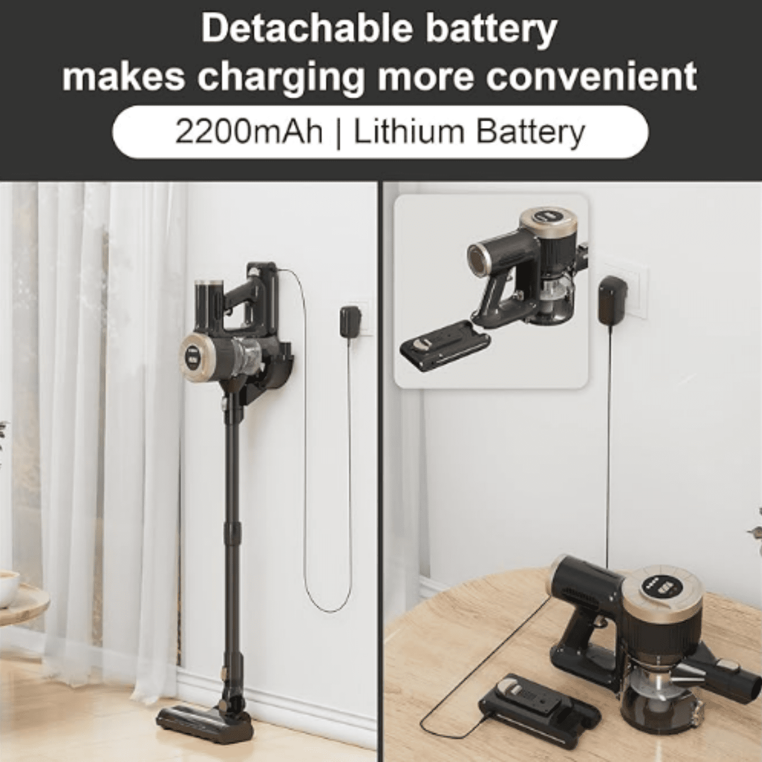 Cordless Stick Vacuum Cleaner, 30KPa Handheld 2200mAh Rechargeable Battery Lightweight Small Vac Electirc Broom, 40Mins Runtime for Home Hard Floor Carpet Pet Hair Cleaning, LED Screen