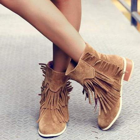 

Qiaocaity Women Shoes on Clearance Women s Vintage Tassels Up Short Boots Midheel Boots Shoes Cowboy Boots Modern Western Cowboy Distressed Boot Yellow 41
