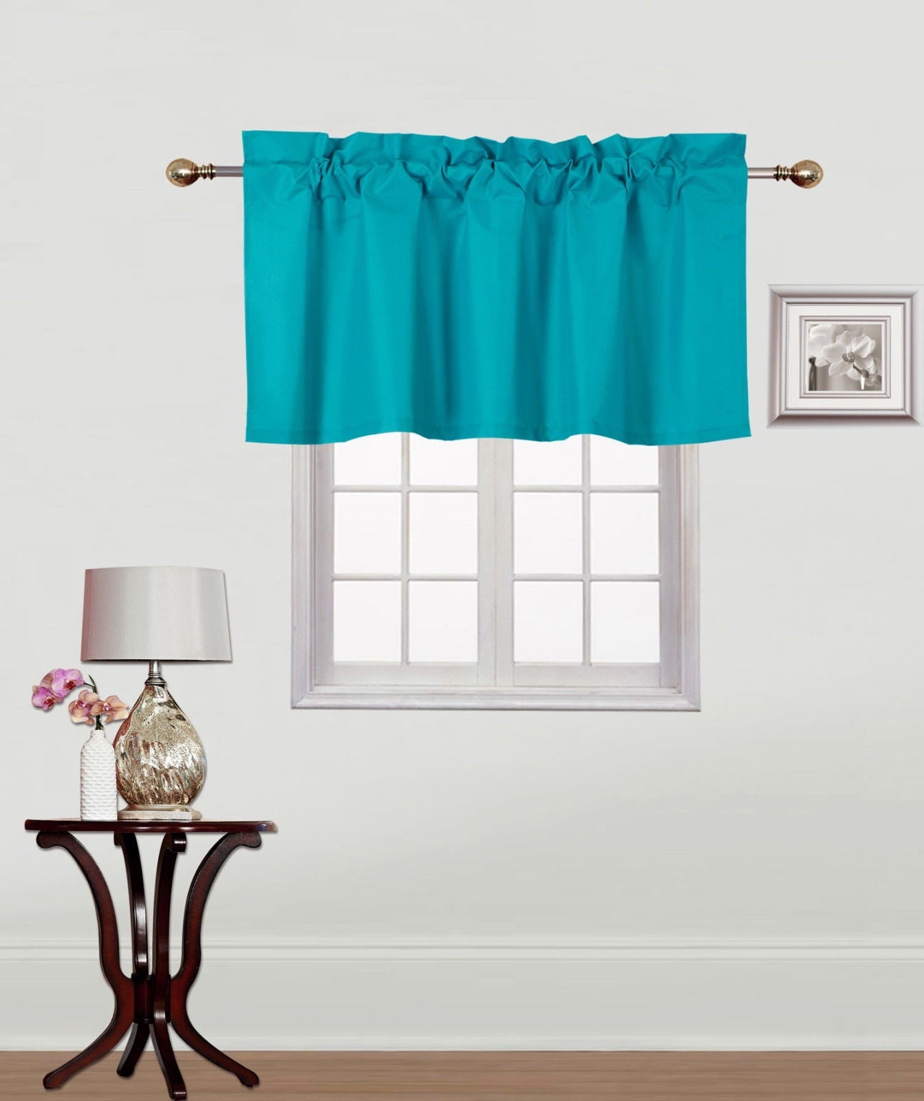 Rs9 1Piece Teal Swag Straight Insulated Foam Lined Blackout Rod Pocket Window Valance 38"Wx 18
