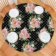 thumbnail image 2 of Pioneer Flower Floral Print Pattern Round Fitted Tablecloth with Elastic Edge,Dining Table Cover Waterproof,Outdoor Round Tablecloth for Camping,Dining,Indoor and Outdoor, 2 of 7