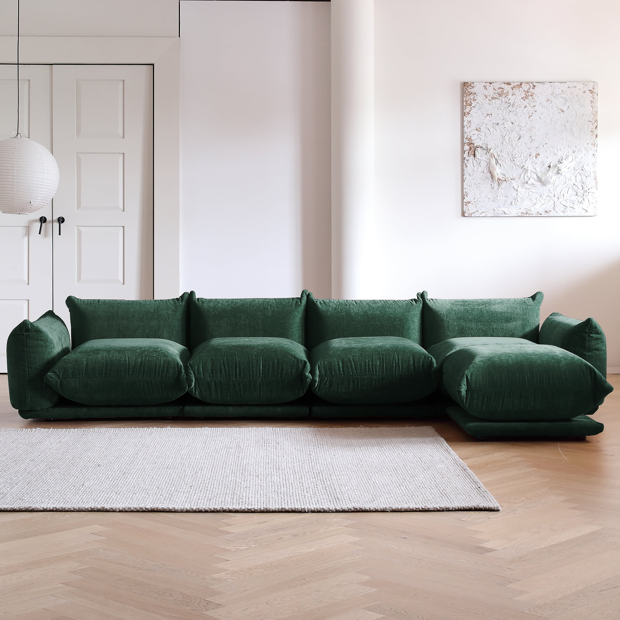 bokifol L-Shaped Sectional Sofa,4 Seats with Ottomans(L Shape) and Modular Sofa and Easy to Assemble for Living Room,Green