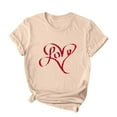 thumbnail image 4 of Jewelreauty Women Valentine's Day Shirts Short Sleeve Letter Heart Graphic T-Shirts Casual Pullover Tunic Tops (XL, B Khaki), 4 of 5