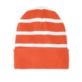 thumbnail image 1 of Top Headwear Striped Beanie w/ Solid Band - Orange/White, 1 of 1