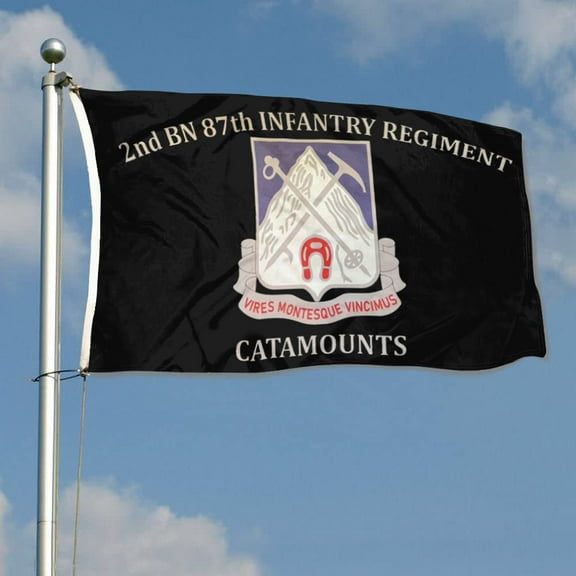 mokarier 2nd BN 87th Infantry Regiment Flag Catamounts Flag Banner Outdoor Indoor Decoration Flag 3x5Feet Double Stitched Polyester with Brass Grommets