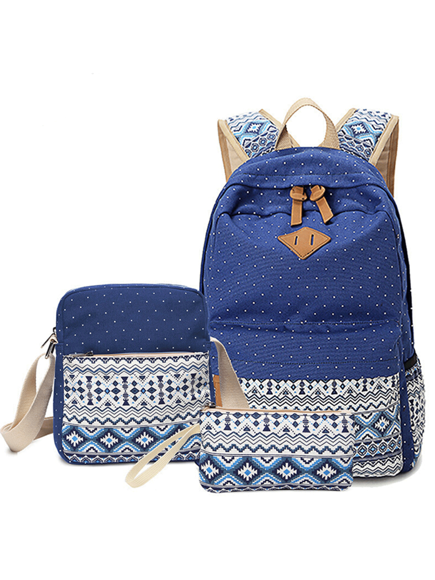 Topcobe - Topcobe 3Pcs/Sets Navy Blue Canvas School ...