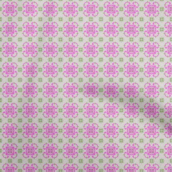 oneOone Velvet Pink Fabric Geometric Tile Traditional Diy Clothing Quilting Fabric Print Fabric By Yard 58 Inch Wide