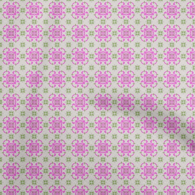oneOone Rayon Pink Fabric Geometric Tile Traditional Sewing Material Print Fabric By The Yard 56 Inch Wide