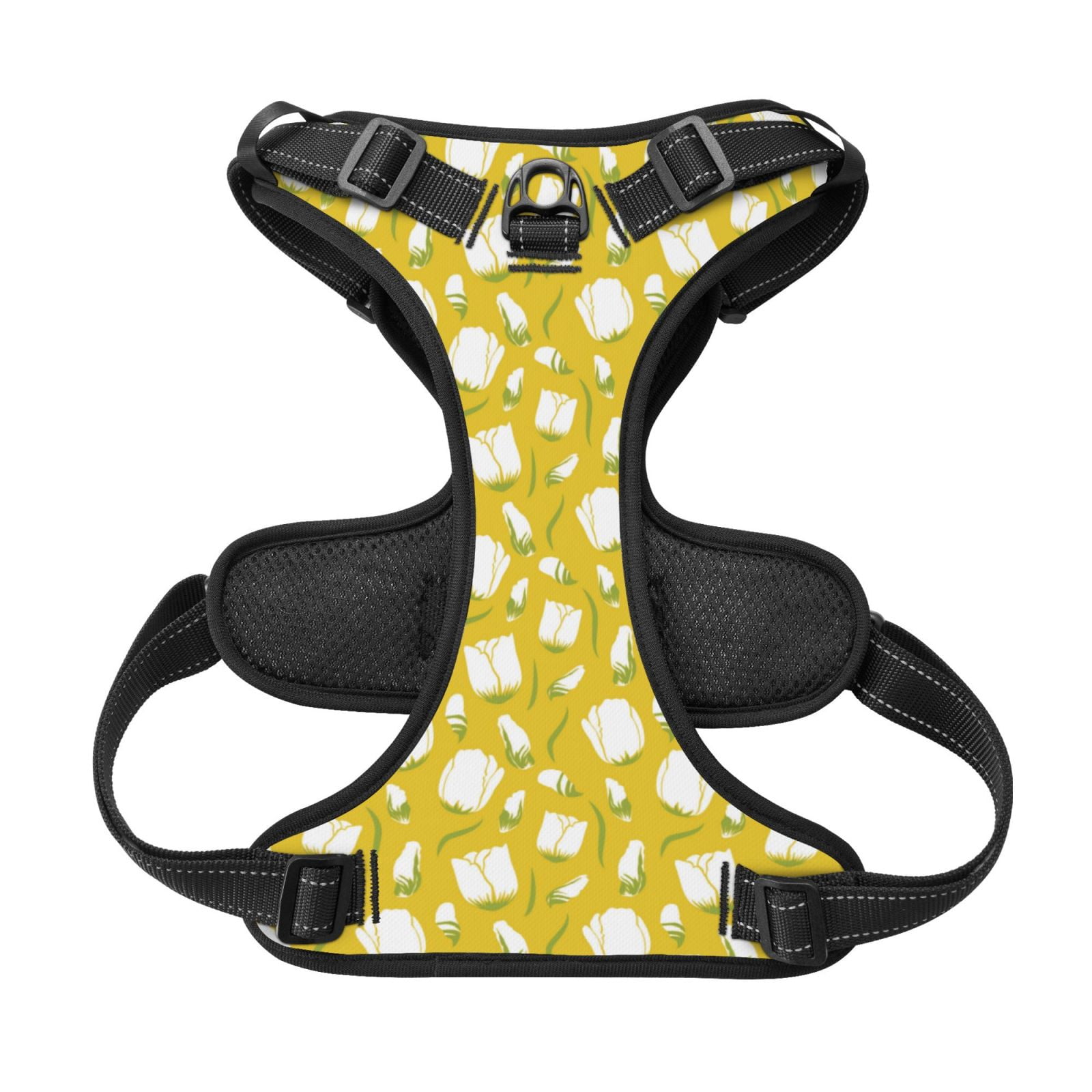 Kdxio Tulips Flowers Print No Pull Dog Harness Adjustable Reflective Oxford Easy Control Medium Large Dog Harness for Training and Everyday-Medium