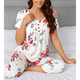 thumbnail image 4 of WQD Womens Pajama Sets 2 Piece Lounge Sets Soft Loungewear Comfy Pj Sets Henley Neck Short Sleeve Top and Capri Pants Loose Sleepwear with Pockets, 4 of 8