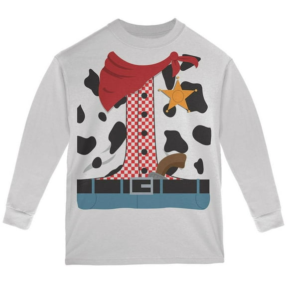 Halloween Cowgirl Costume Youth Long Sleeve T Shirt White YXL