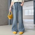 thumbnail image 4 of XIYNBAOK Black Flared Jeans Boot Cut Jeans Wide Leg Pantalones Girls 14-16 Clothes Girls Clothes Size 8-10 Teen Girl Clothes Trendy, Blue 7-8 Years, 4 of 5