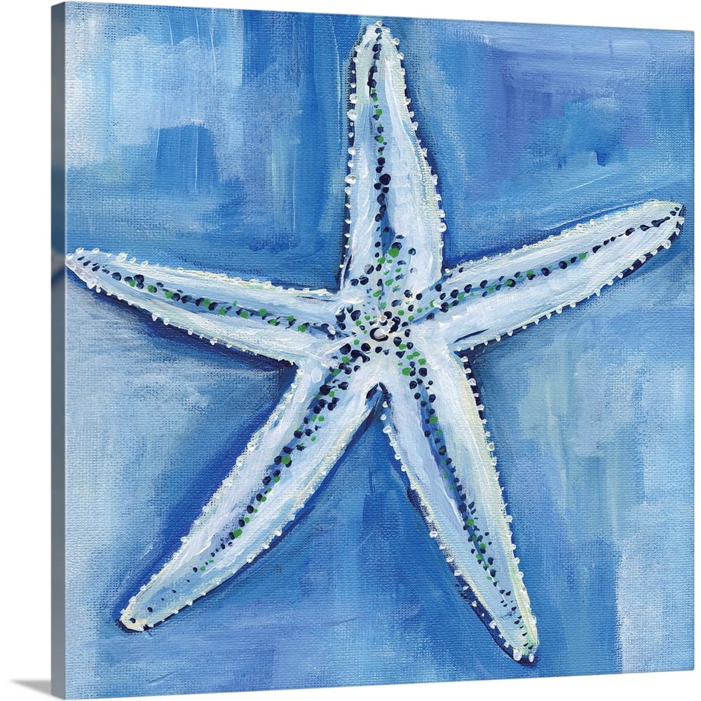 Starfish Blues Canvas Wall Art, Coastal Home Decor 16x16 Walmart