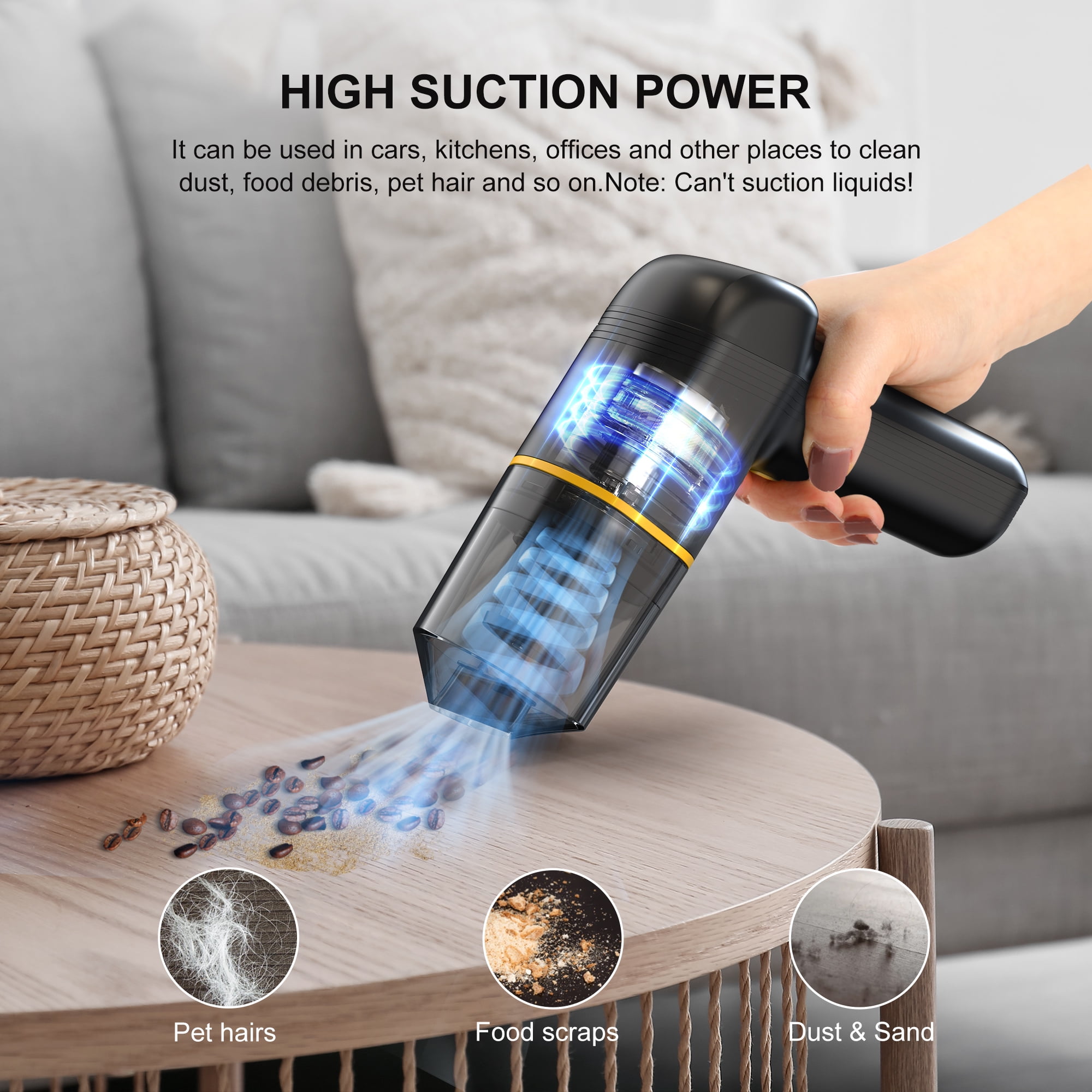 Car Vacuum Cleaner Cordless, KEKOY Portable Handheld Vacuum, Powerful Sutions Multifunctional Small Rechargeable Vacuum Lightweight for Car, Home