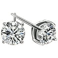 thumbnail image 1 of Pendientes redondos brillantes de plata de ley 925 con circonita cúbica chapada en plata blanca y diamantes de imitación, 1 of 7