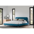 thumbnail image 2 of Omax Decor Henry Wood and Fabric Upholstered King Platform Bed in Blue, 2 of 6