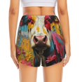 thumbnail image 4 of Running Shorts for Women, Pink Yellow Daisy Cow Workout Athletic Shorts with Pockets, Lounge Yoga Shorts Women, 4 of 7