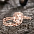 thumbnail image 4 of Diamond Moissanite Halo Morganite 10k Rose Gold Wedding Set 10mm Cushion Cut 5.75 Carat Marquise Shape Style, 4 of 6