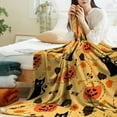 thumbnail image 4 of Halloween Blanket,Fall Halloween Black Cats Pumpkins Fleece Blankets, Flannel Throw Blanket for Home Living Room Couch Bed Chair or Dorm Decor 75*100, 4 of 7