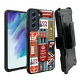 thumbnail image 1 of ANJ+ Rugged Dual Layer Hybrid Holster Kickstand Case w/ Card Slot + Tempered Glass Cover for Samsung Galaxy S21 FE 5G - Keep Calm in UK, 1 of 3