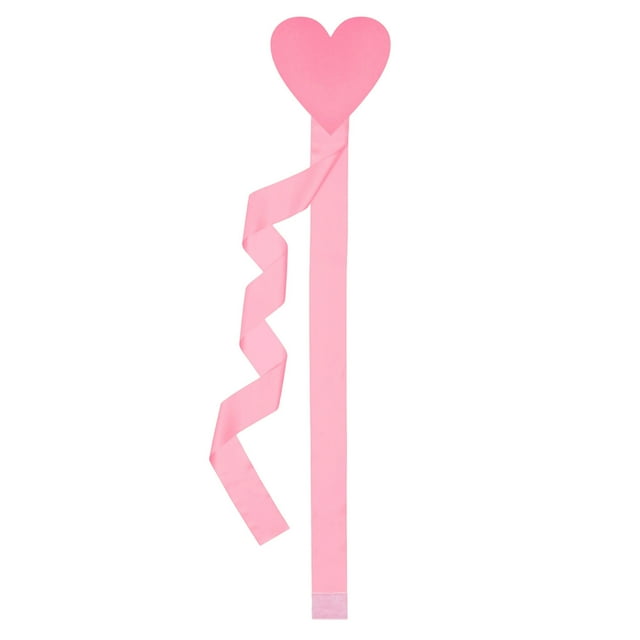 Pink Heart Shaped Ribbon Decoration Polyester Material Long Strip For Door Wall Party Event Decor 41.3X8.2 Inches