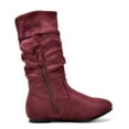 thumbnail image 2 of BURUDANI Girl's Kid's Cute Zipper Flat Heel Mid Calf Boot Shoes BLVD-K BURGUNDY Size 1, 2 of 5