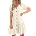 thumbnail image 2 of Robes pour Femmes 2024 Été Surdimensionné Vacances Couleur Unie Manches Courtes Fête Plage Robe 50 % de Réduction!, 2 of 8