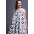 thumbnail image 3 of Bimba Robe de Nuit Mi-Mollet Bleu Violacé à Fleurs Pervenche pour Femme en Coton Imprimé Sans Manches Maxi Robe XX-Grand, 3 of 6