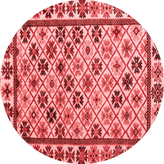 Ahgly Company Indoor Round Abstract Red Modern Area Rugs, 7' Round