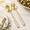 Mocha Check, variant on Mocha Check Bistro Salad Serving Set with Stainless Steel Utensils