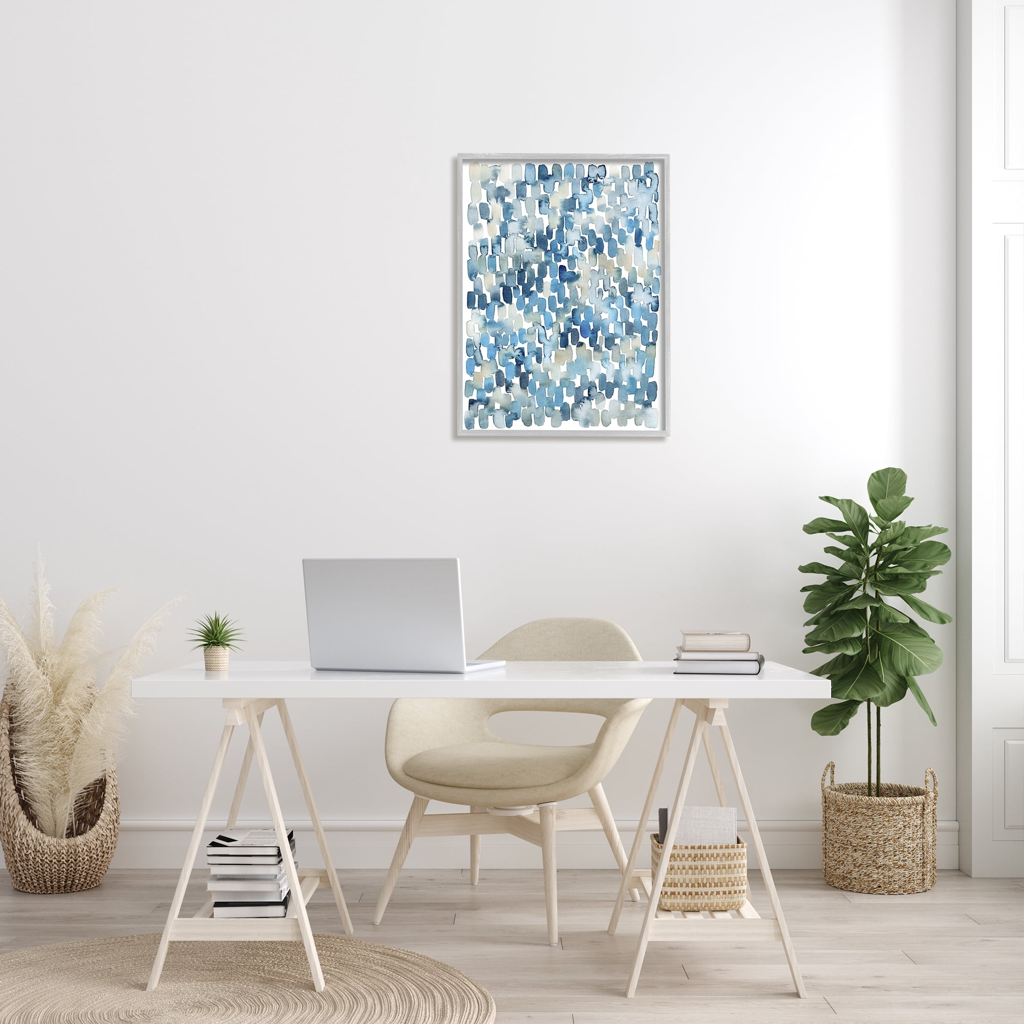 Stupell Industries Coastal Tile Abstract Soft Blue Beige Shapes, 24 x 30,Design by Grace Popp