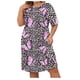 thumbnail image 2 of Puntoco Mujer Primavera Y Otoño Cuello Redondo Manga Larga Estampado Tamaño Grande Vestido Casual Suelto Manga Corta Cuello Redondo top/Camisa Conjunto Púrpura Xxxxl,Regalos Para Mujer Joven, 2 of 3