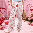 thumbnail image 5 of Women's Fashion Pocket Valentine's Day Print Stretch Adjustable Drawstring Wide Leg Pants, Elastic Waist Holiday Pants, Casual Lounge Wear for Women,Pink,XL, 5 of 6