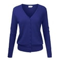 thumbnail image 1 of Women's V-Neck Button Down Long Sleeve Classic Knit Cardigan Sweater, 1 of 4