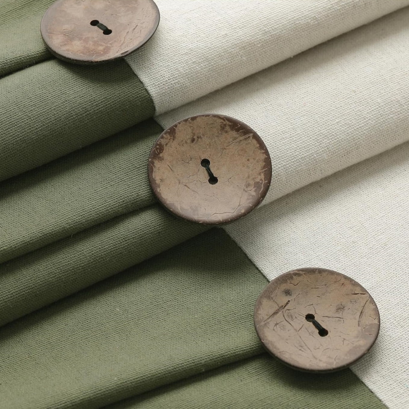 Psoiuetr Farmhouse Shower Curtain for Bathroom Linen and Cotton Woven Fabric Country Rustic Style Shower Curtain Set (Cream & Green, 72" L x 72" W)