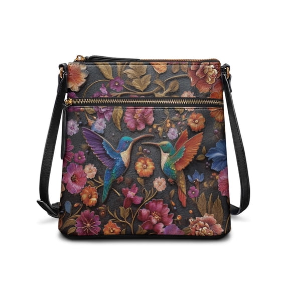 Tutolipy Hummingbird Floral Pattern Shoulder Crossbody Purse Purse Satchel, Lightweight Versatile Shoulder Bag Durable for Dating Travel