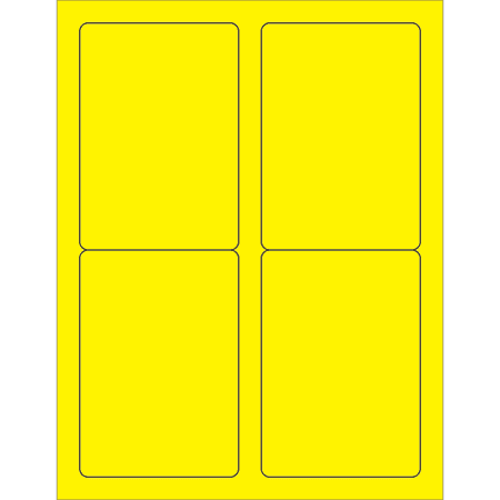 Box Partners Rectangle Laser Labels 3 1/2" x 5" Fluorescent Yellow 400/Case LL176YE