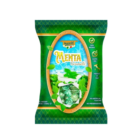 Sanniti Italian Hard Candy, Menta Caramelle, 5.29 oz