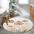 thumbnail image 4 of Spring Botanical Round Area&nbsp;Rug 3.3ft Watercolor Mushroom Farmhouse Leaf Wildflower Non-Slip&nbsp;Washable Circle Rugs Soft Felt Indoor Floor Mat for Bedroom Kitchen Living Room Bathroom, 4 of 9