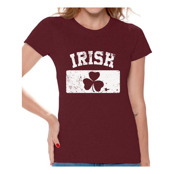 Awkward Styles Women's St. Patricks Day IRISH Clover Vintage Flag Graphic T-shirt Tops