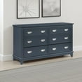 thumbnail image 2 of Benjara Sely Dresser, 55 Inch, 6 Drawers, Navy Blue Wood Nickel Ring Handles, 2 of 6