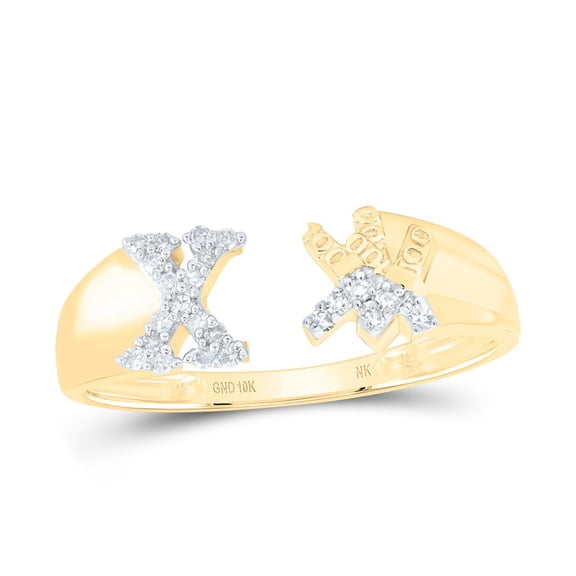 Natural Diamond NK Gift Initial "X" Ladies Ring 0.1cttw