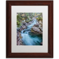 Trademark Fine Art 'Maligne River' Canvas Art by Pierre Leclerc, White Matte, Wood Frame