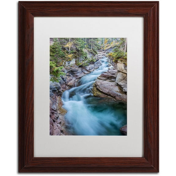 Trademark Fine Art 'Maligne River' Canvas Art by Pierre Leclerc, White Matte, Wood Frame