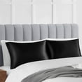 thumbnail image 5 of COOKEY Satin Pillowcase King Size 20"x36" Set of 2 – Silky Soft Polyester Envelope Closure Pillow Case for Hair and Skin (Black), 5 of 11