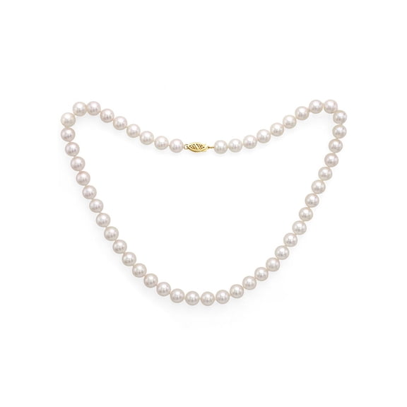 ADDURN 6.5-7mm White Perfect Round Akoya Pearl 18" Necklace with 14kt Yellow Gold Clasp