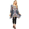 thumbnail image 1 of 1300-01-M Marlene Tunic, Blue & Multi Color - Small, 1 of 1