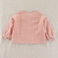 thumbnail image 6 of MAIHAN Relaxed Linen Blend Shirt Jacket for Boys Girls, Casual Oversized Button Up Long Sleeve Top, Unisex Kids Lightweight Coat(Pink,4-5 Years), 6 of 8