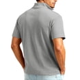 thumbnail image 5 of Kixjoy Quarter Zip Pullover Men Short Sleeve Corduroy Big and Tall Stand Collar Polo Shirt Casual Loose Fit Basic Pullover Tops with Pockets, Gray S, 5 of 9